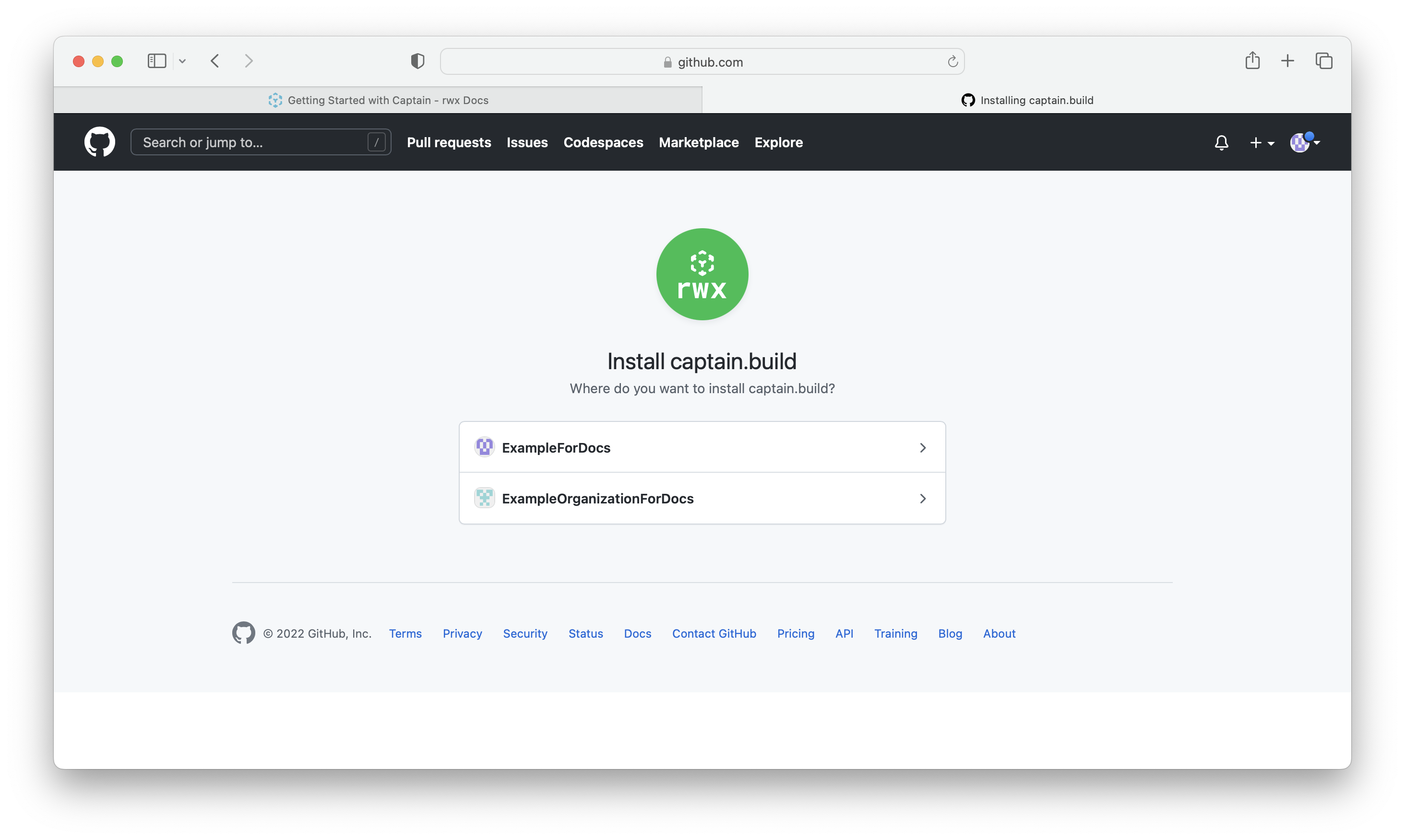 GitHub select organization