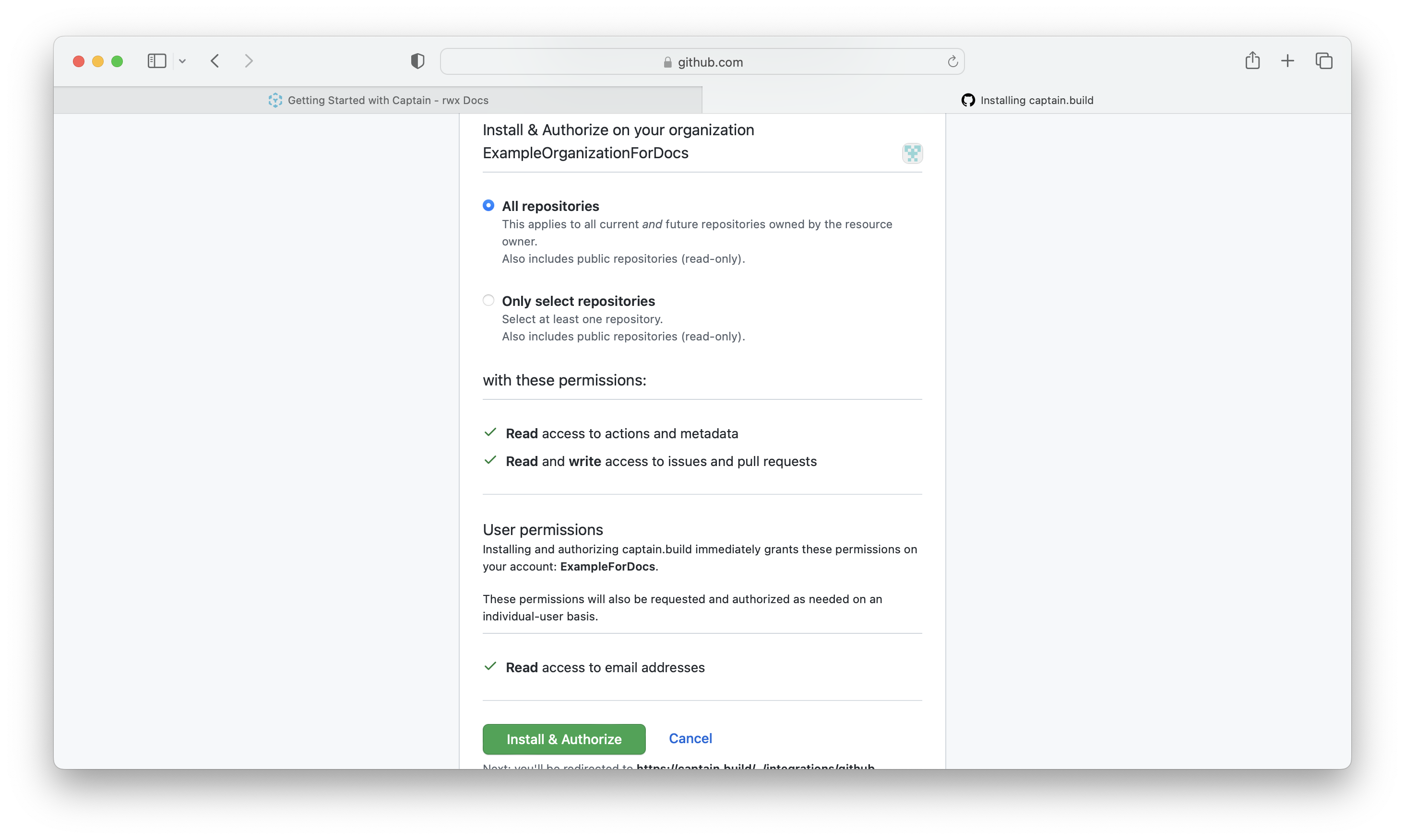 GitHub select repositories
